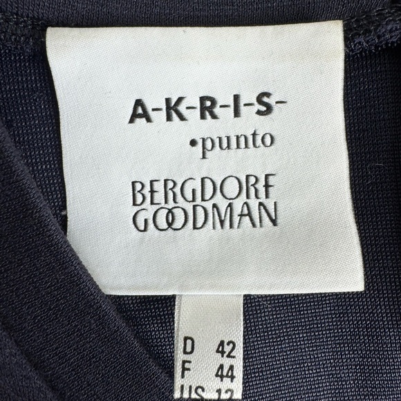 Akris Punto x Bergdorf Goodman Wool Blend Navy Pleated Top - Picture 4 of 9